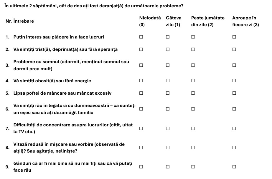 depresia evaluare